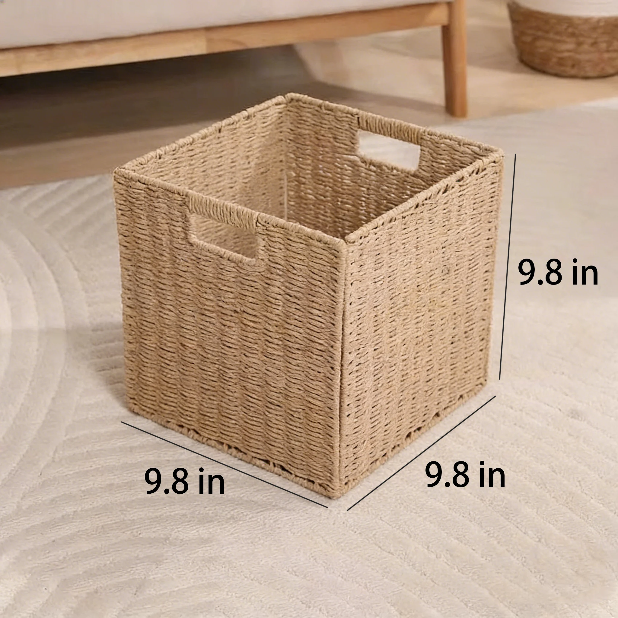 🧺Rustic style handwoven foldable square storage basket