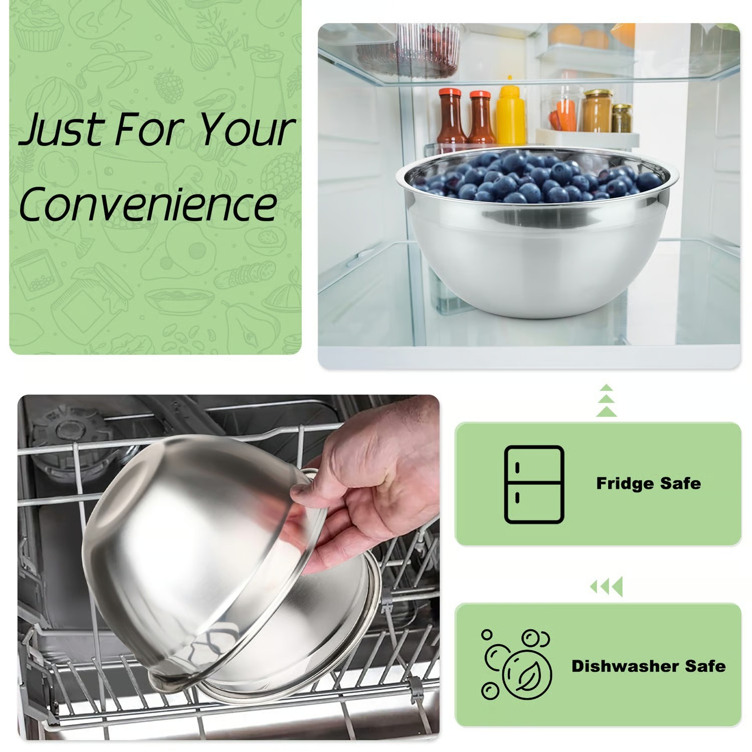 Everyday Stainless Steel Mixing Bowl Set with Airtight Lids