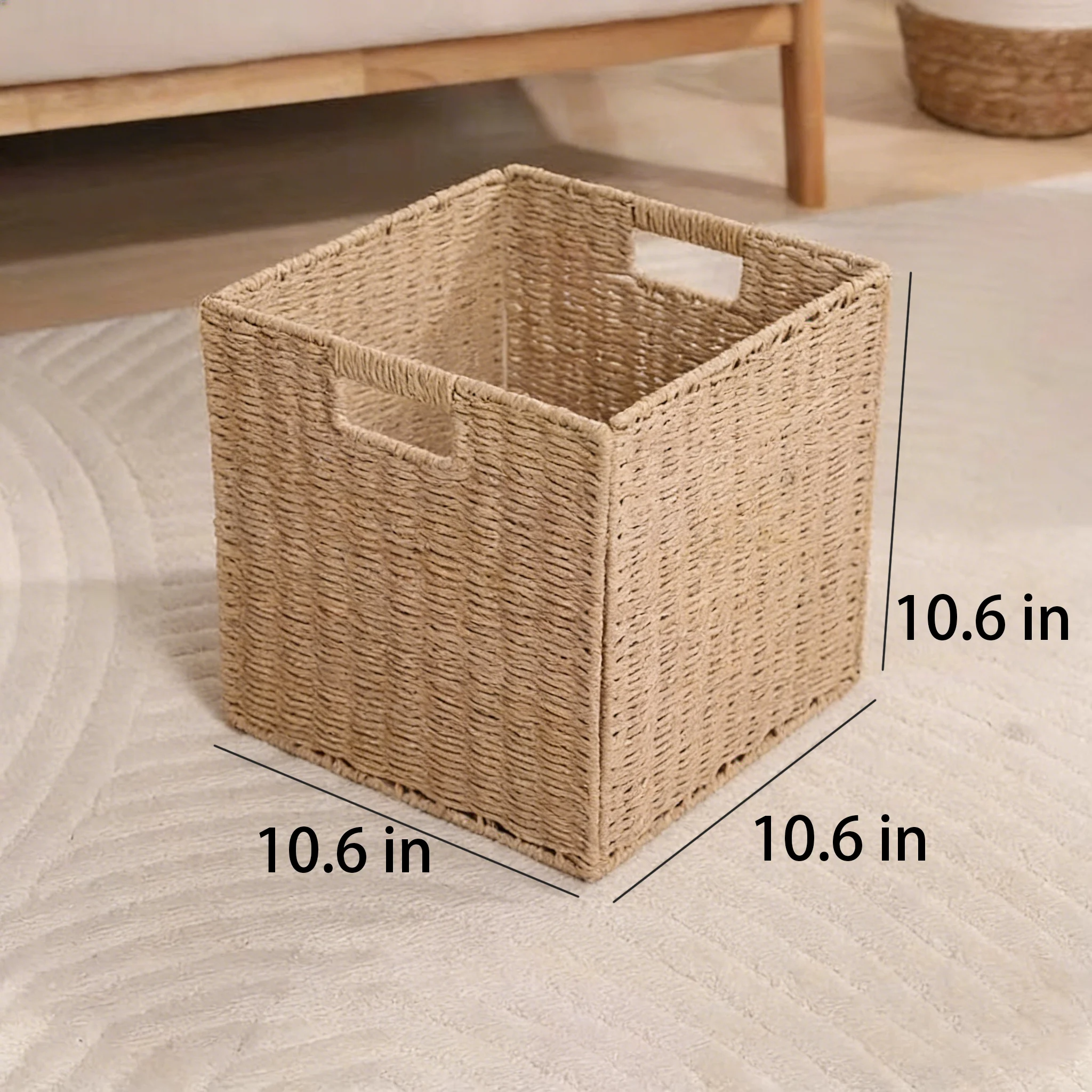 🧺Rustic style handwoven foldable square storage basket