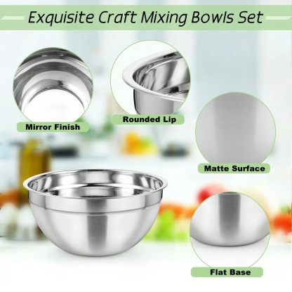 Everyday Stainless Steel Mixing Bowl Set with Airtight Lids