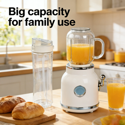 Portable Juicer with Two Cups & Small Ice Blender – Large Capacity, Easy to Clean, Perfect for Campsite Blending 🍹
