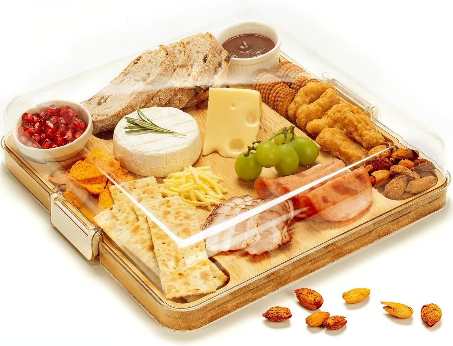 Elegant Bamboo Serving Board with Secure Travel Lid