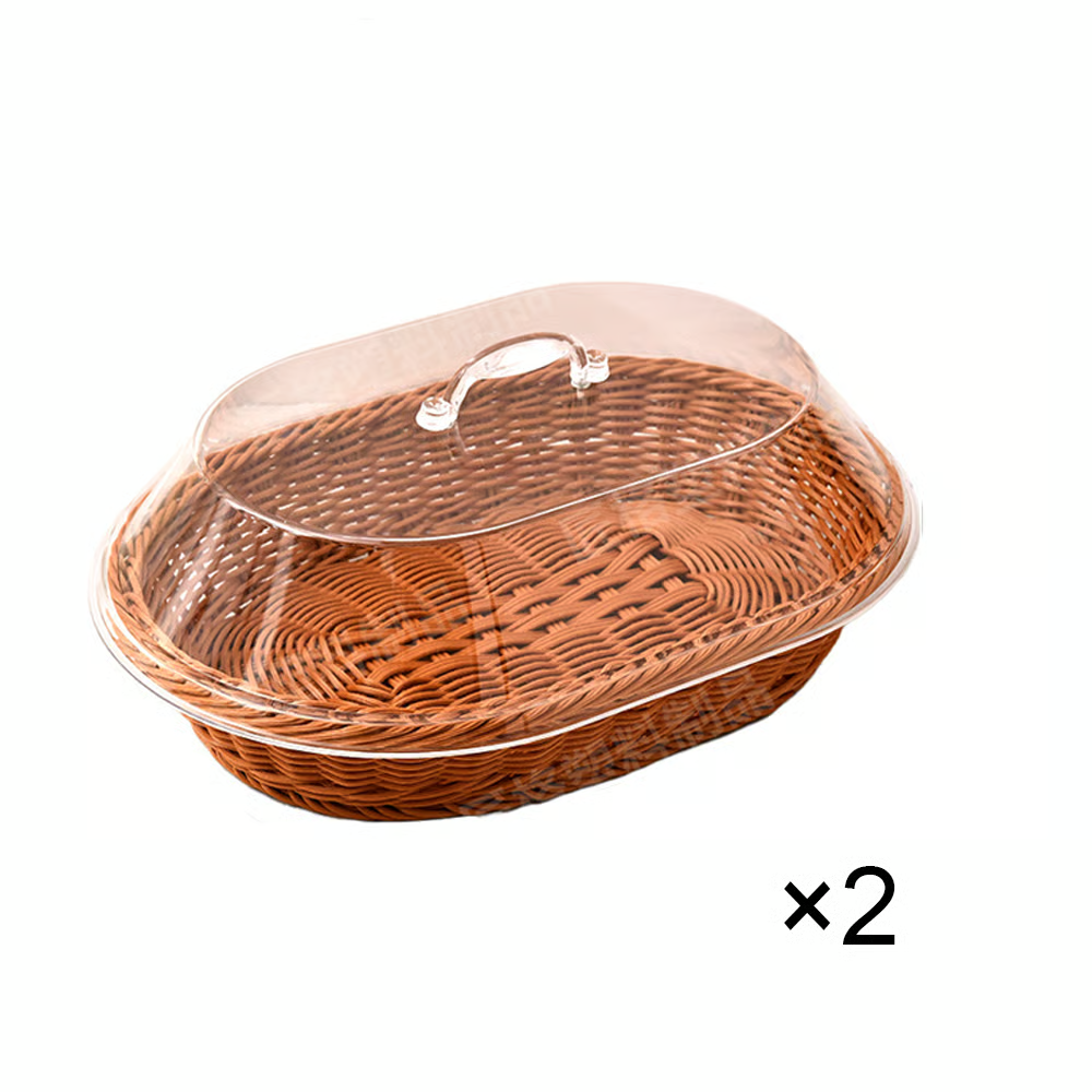🧺 Woven Food Preservation Basket with Clear Lid