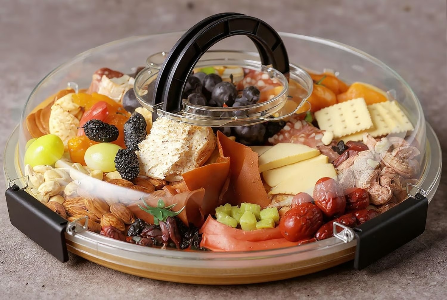 Elegant Bamboo Serving Board with Secure Travel Lid