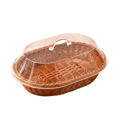 🧺 Woven Food Preservation Basket with Clear Lid