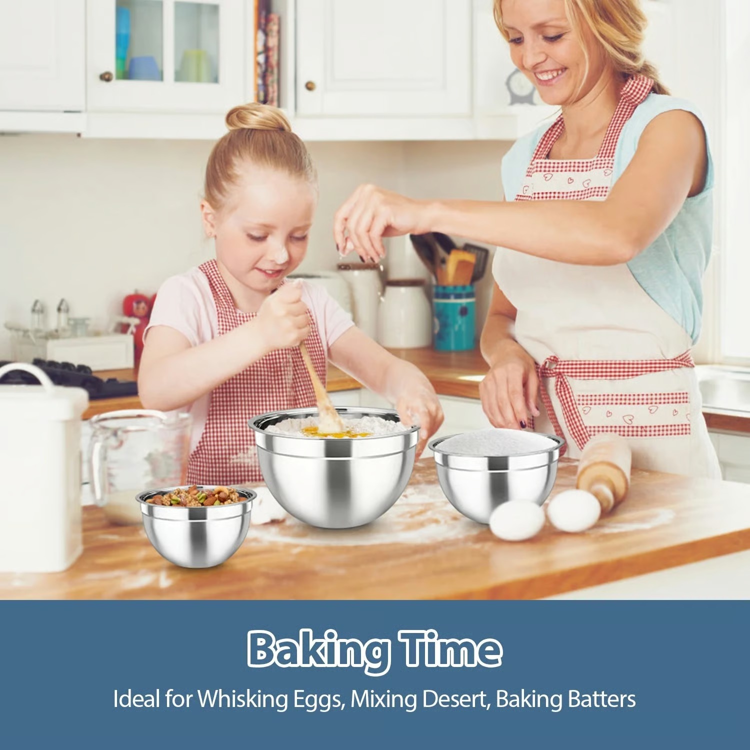 Everyday Stainless Steel Mixing Bowl Set with Airtight Lids