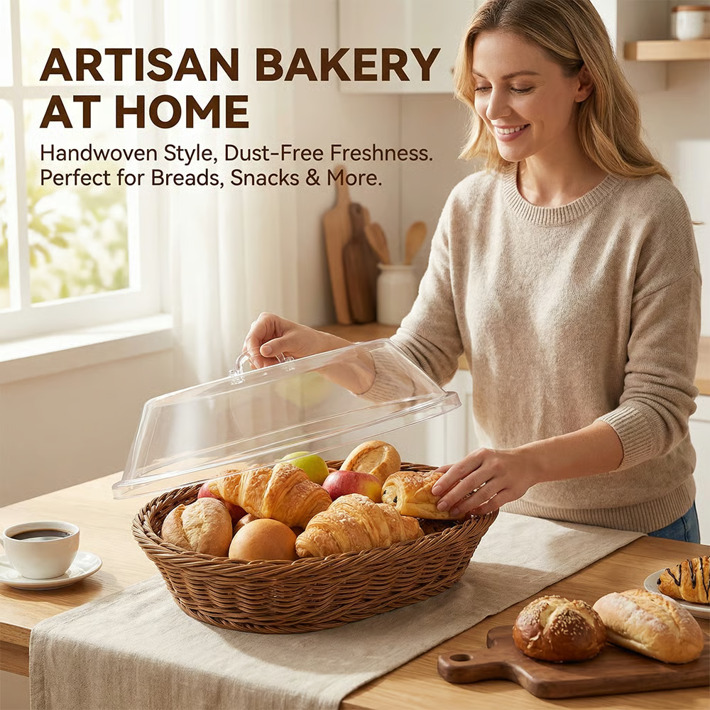 🧺 Woven Food Preservation Basket with Clear Lid