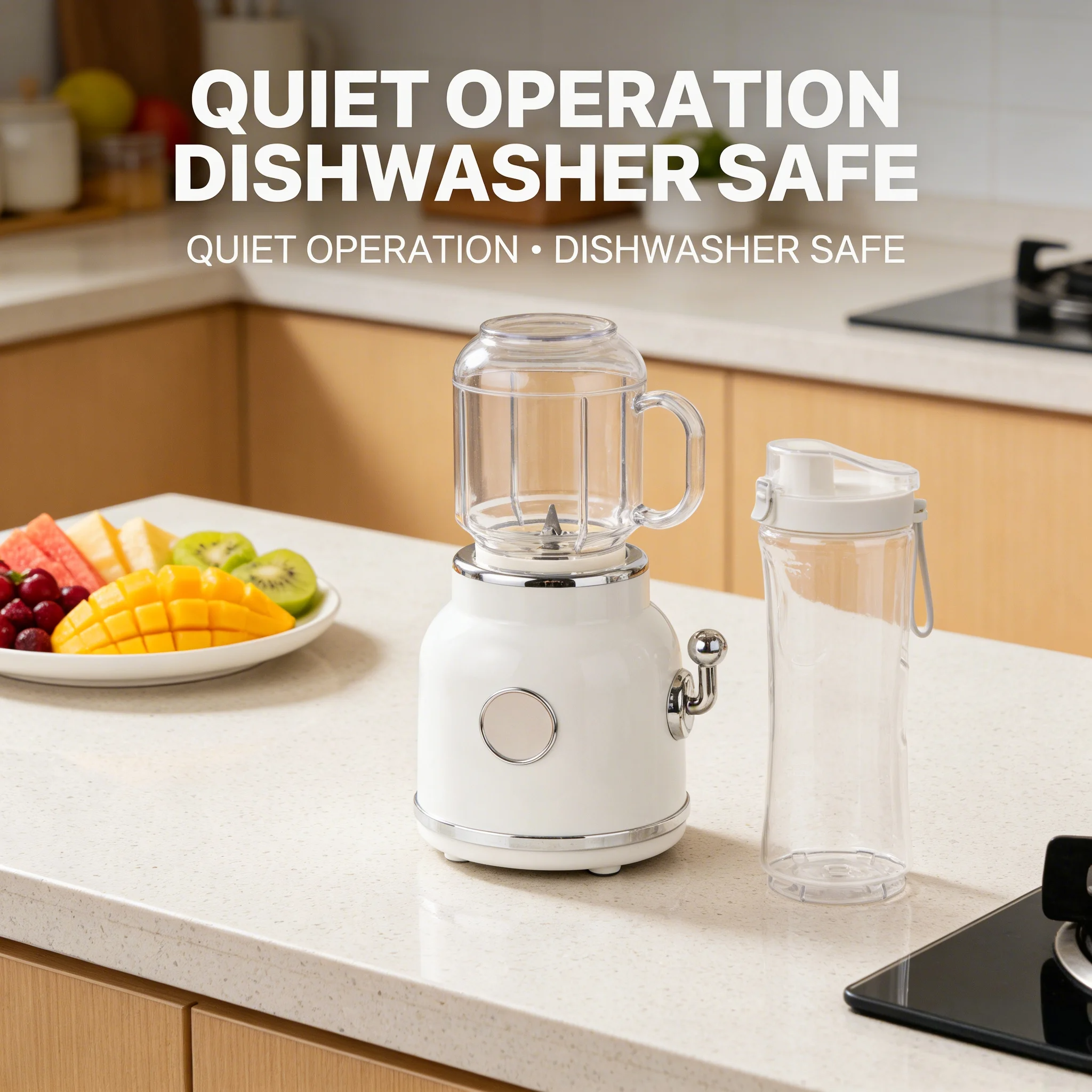 Portable Juicer with Two Cups & Small Ice Blender – Large Capacity, Easy to Clean, Perfect for Campsite Blending 🍹