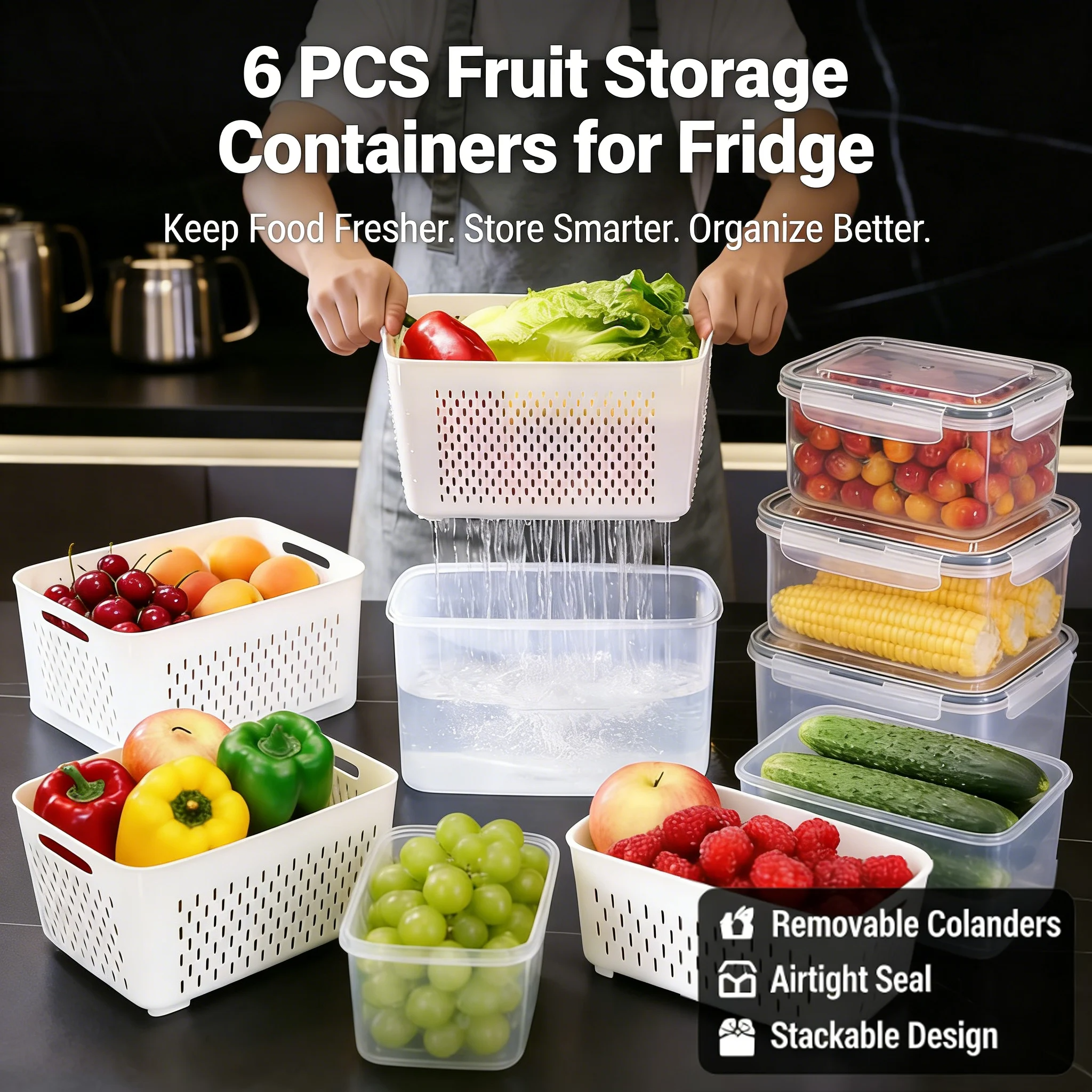 Food Storage Containers for Refrigerator Organization（3-6 PCS）
