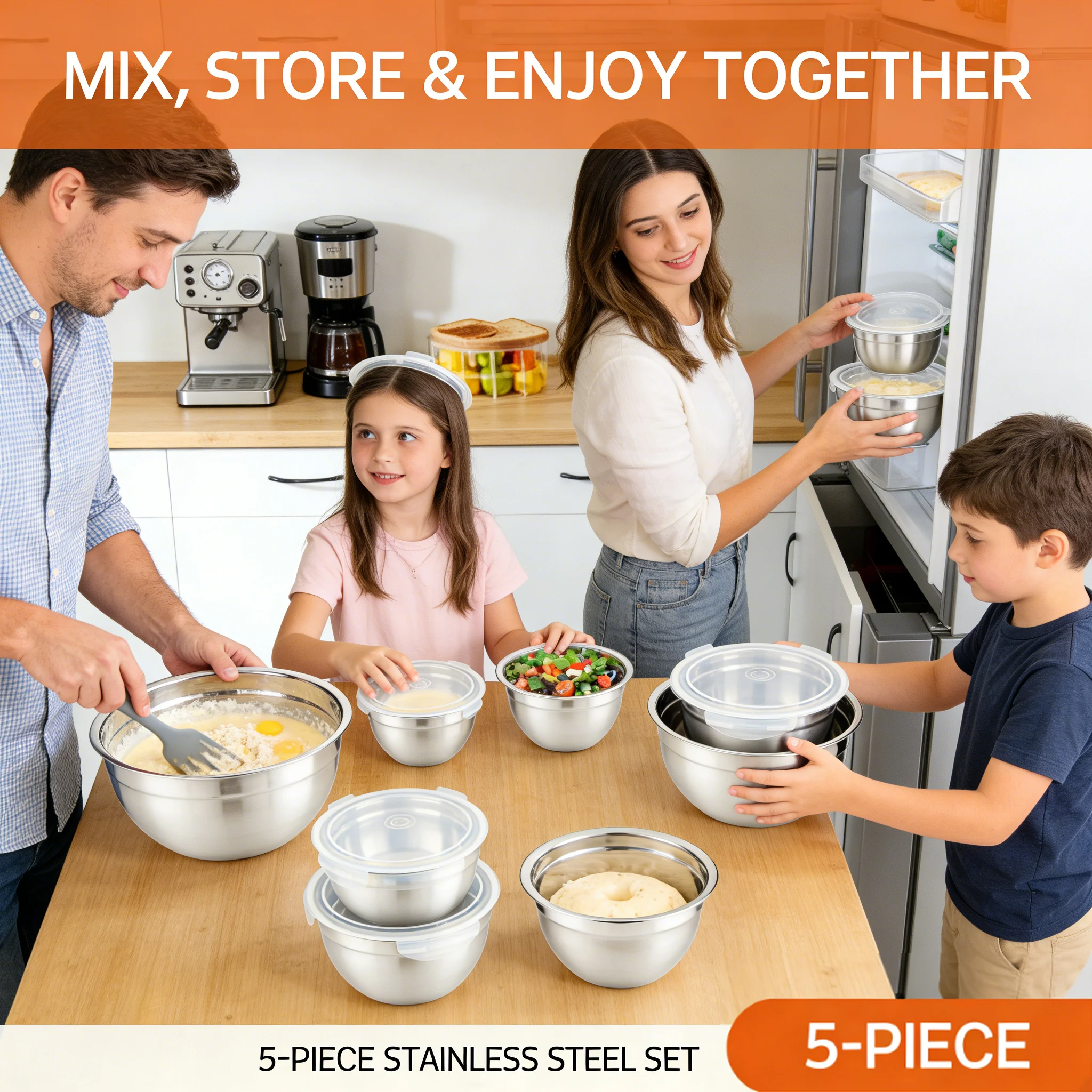 Everyday Stainless Steel Mixing Bowl Set with Airtight Lids