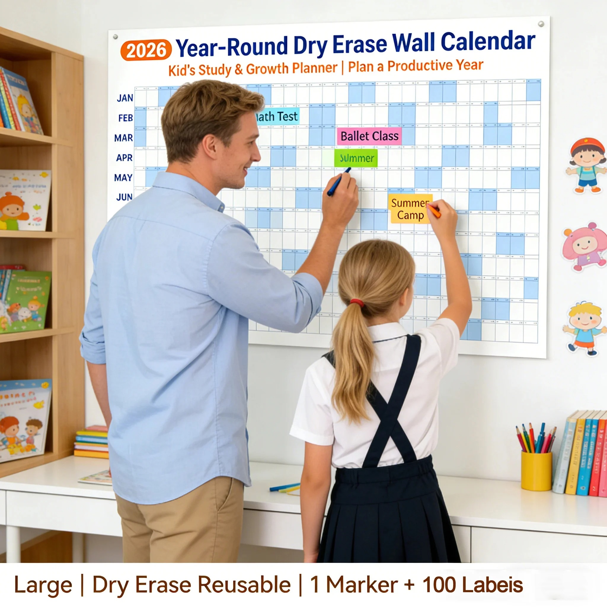 📅 Year-Round Wall Calendar – 2026 Dry Erase