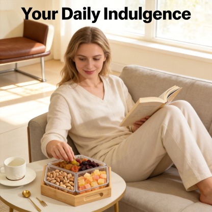 🍪 Square Snack Jar Set with Lids & Wooden Tray