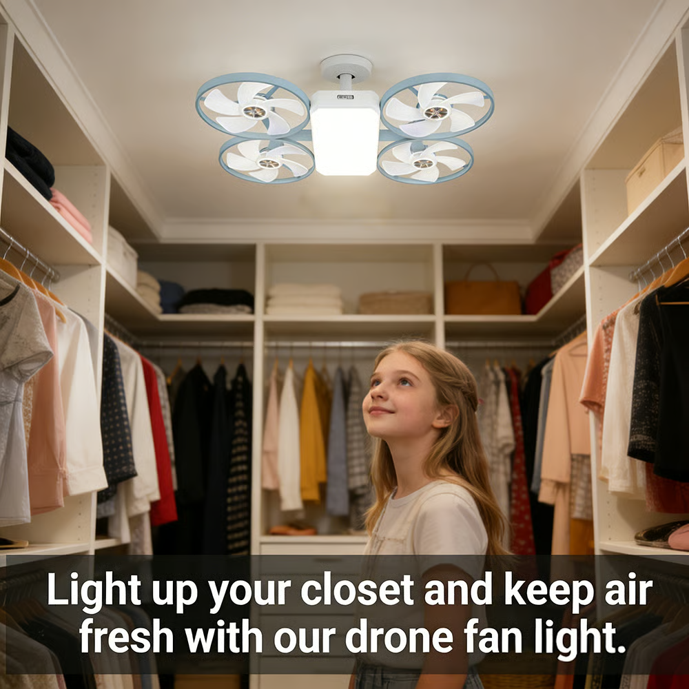 ✨ Drone-Style LED Ceiling Fan Light – Modern Lighting & Airflow in One