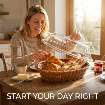 🧺 Woven Food Preservation Basket with Clear Lid
