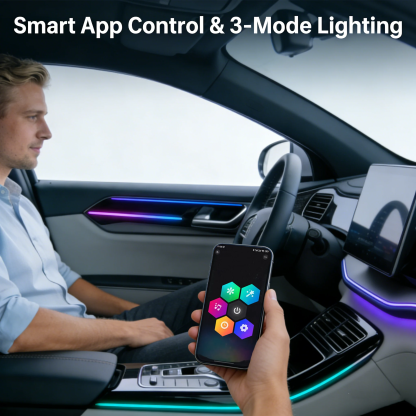 🚗3-Control Acrylic LED Car Interior Ambient Lighting