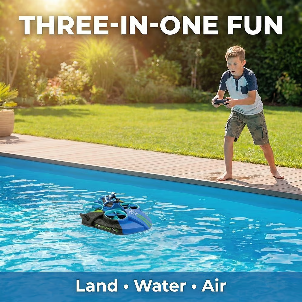 🚀 3-in-1 Remote Control Hovercraft Toy (Land • Water • Air)