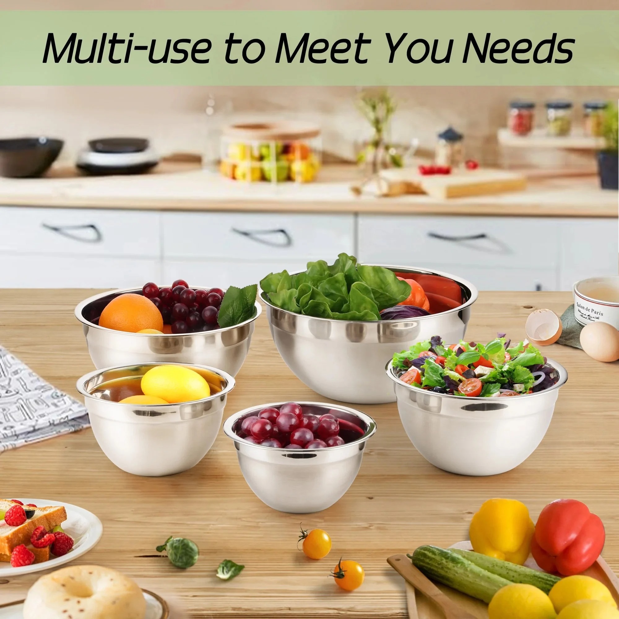 Everyday Stainless Steel Mixing Bowl Set with Airtight Lids