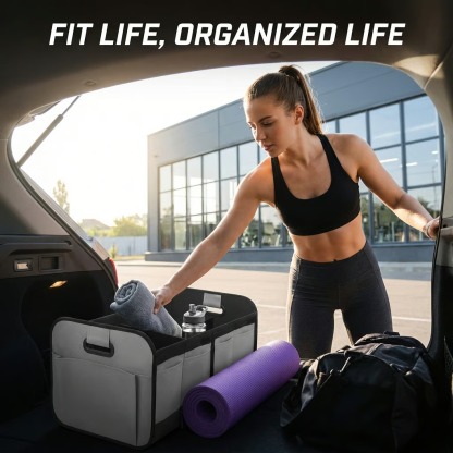 🚗Trunk Organizer for Car – Heavy Duty Foldable Car Storage with Multi Compartments
