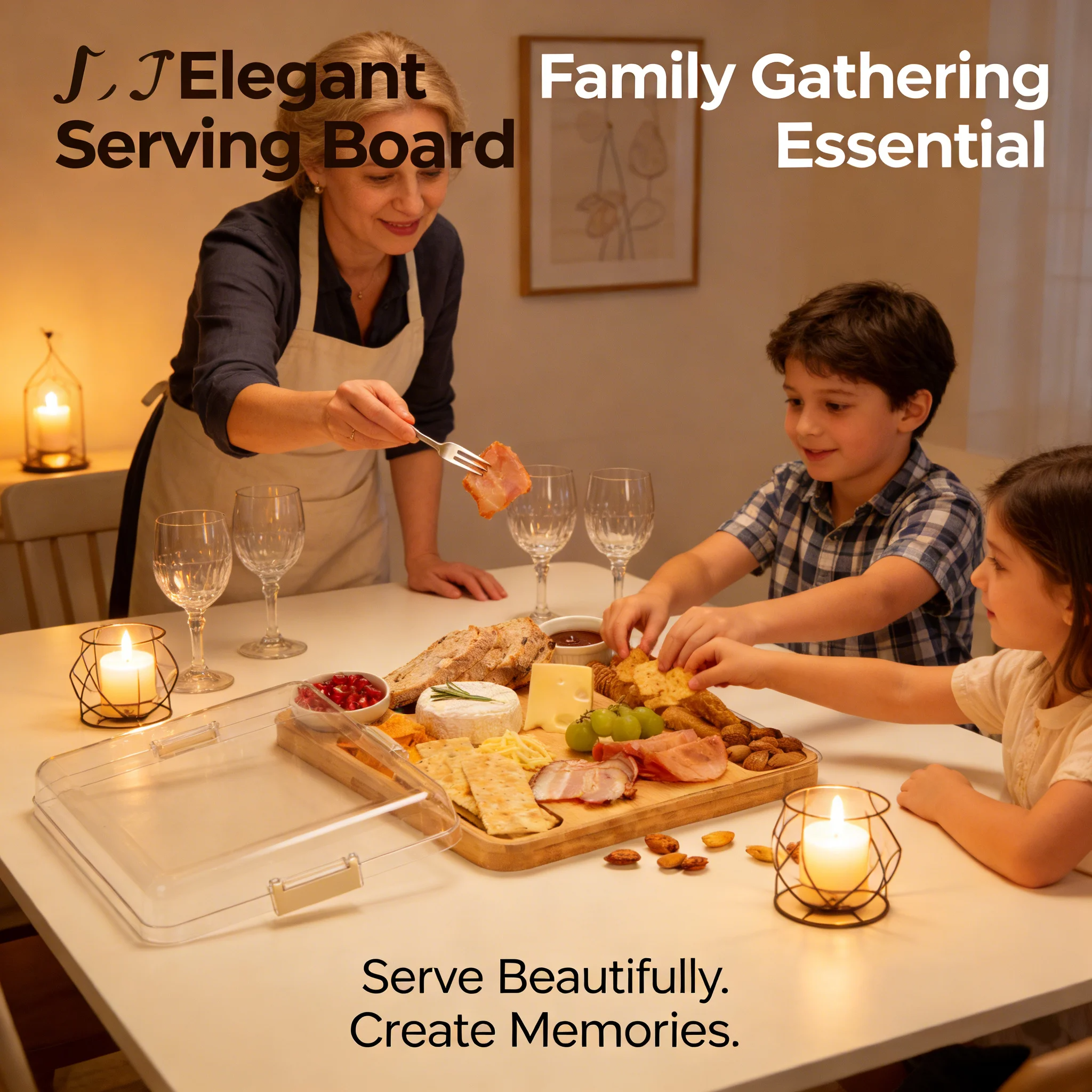 Elegant Bamboo Serving Board with Secure Travel Lid