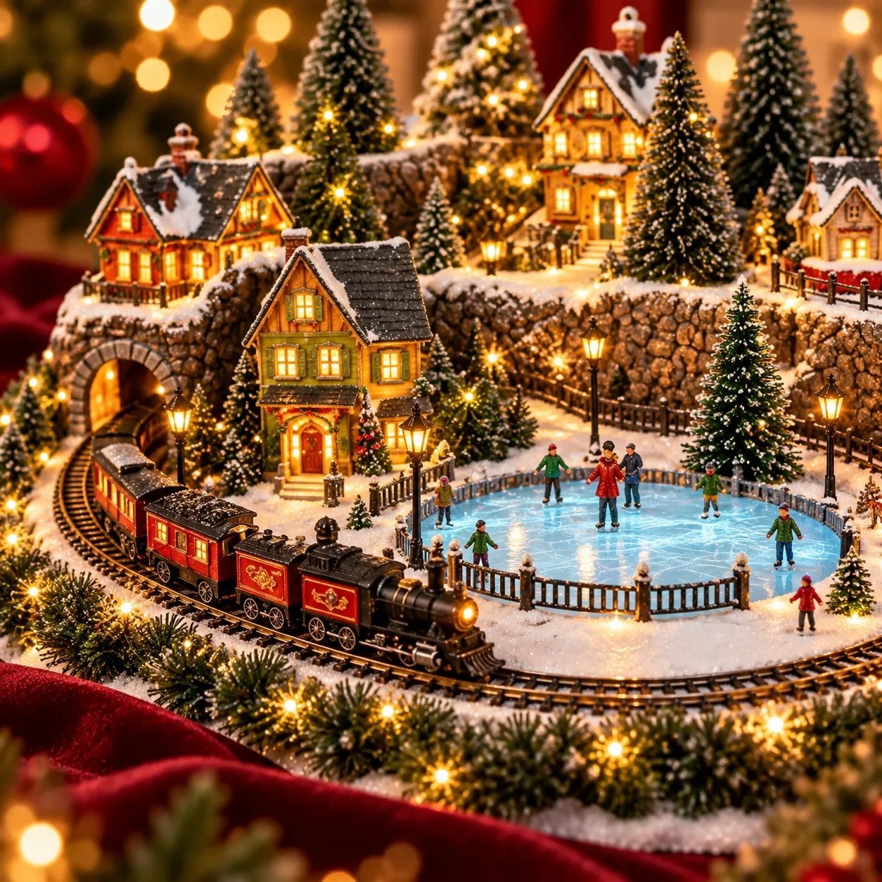 🔥 Animierte Weihnachtsszene mit Zug und Eisbahn ✨