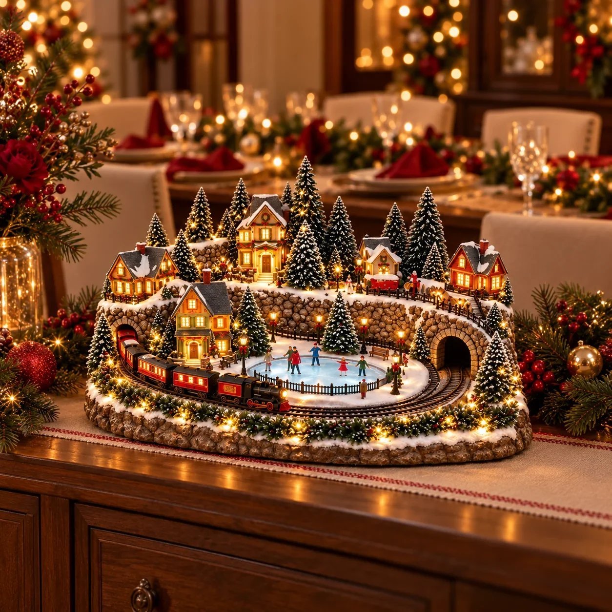 🔥 Animierte Weihnachtsszene mit Zug und Eisbahn ✨