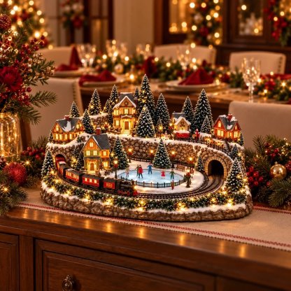 🔥 Animierte Weihnachtsszene mit Zug und Eisbahn ✨