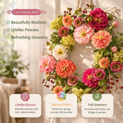 🌸 Mixed Peony Floral Wreath 🔥