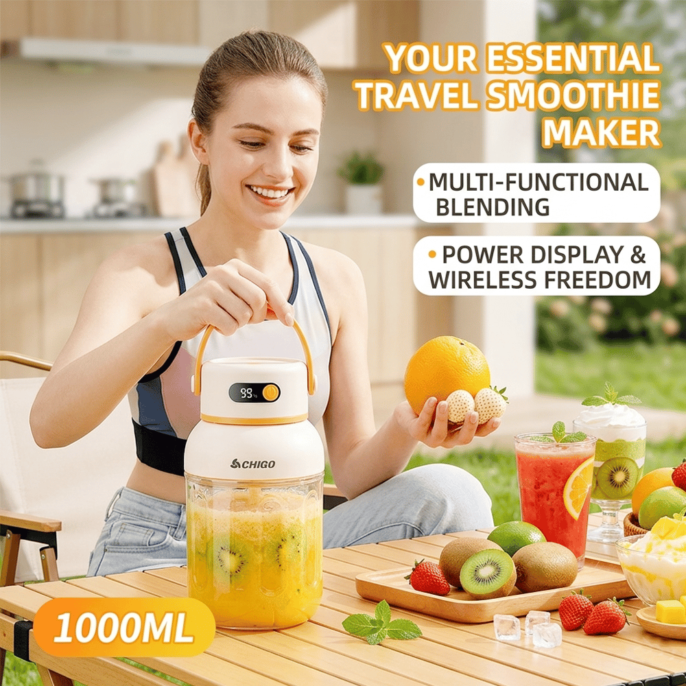 Portable Electric Juicer Cup with zero cord hassle 🥤: Drink fresh nutrient-rich smoothies without struggling with heavy blenders.🍓