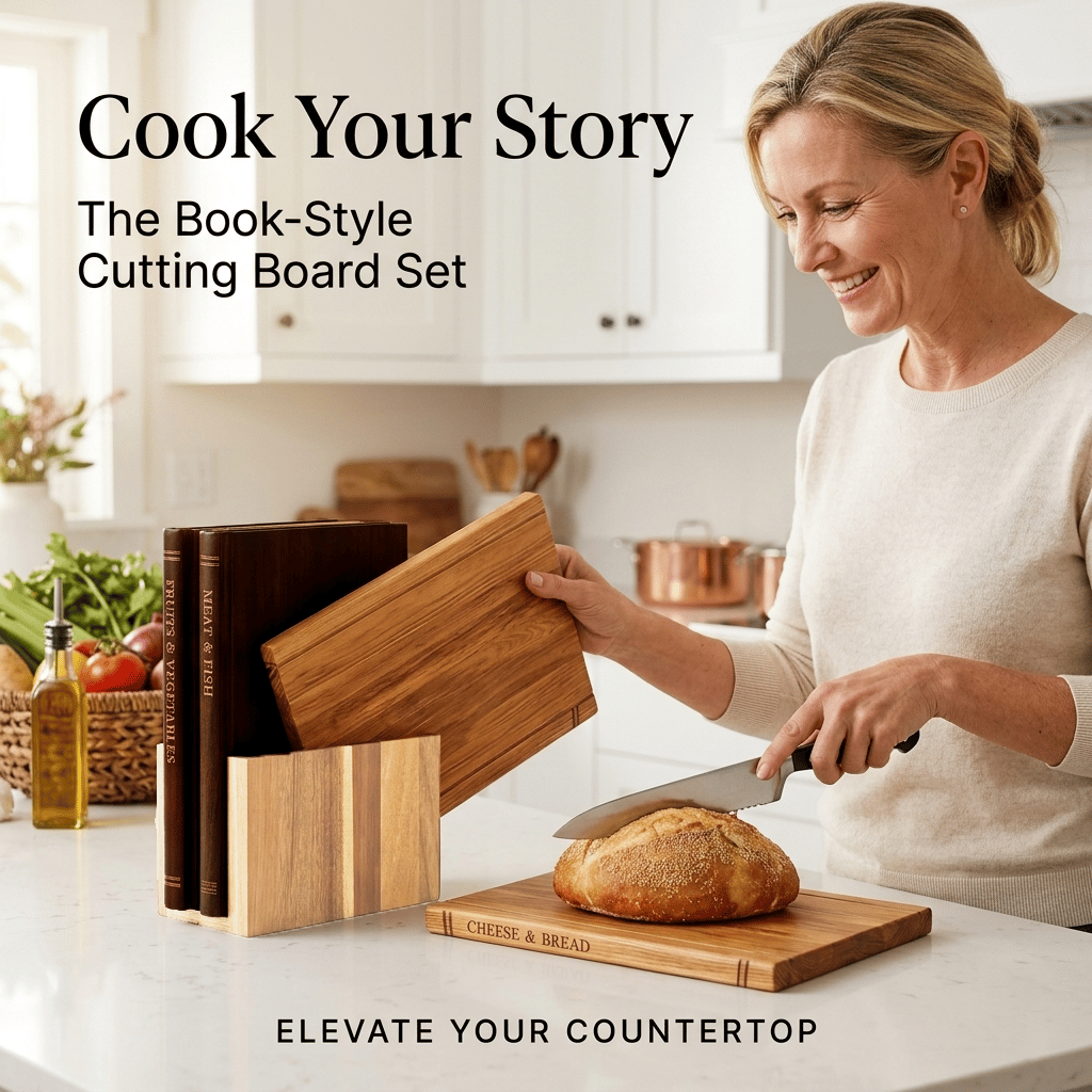 📚 Thick Wooden Cutting Boards Set (3-Piece)