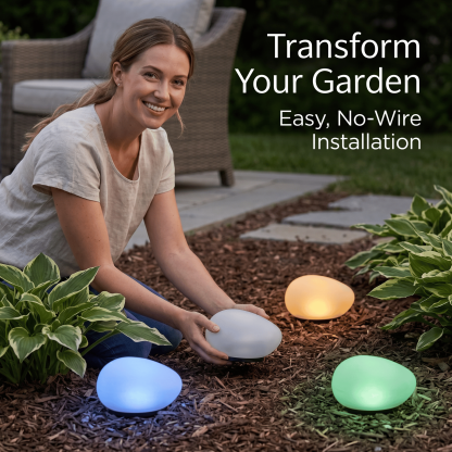 🌙 Outdoor Solar Pebble Lawn Light