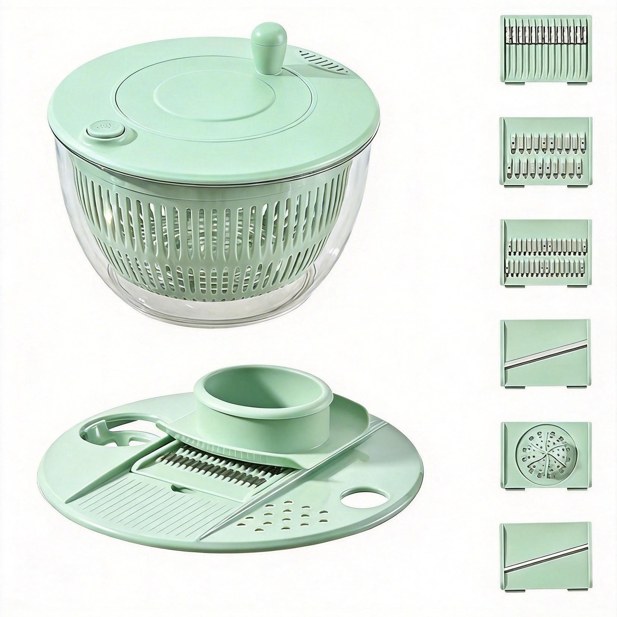 🥗 Large Capacity Salad Spinner Set with Multi-Blade Prep System