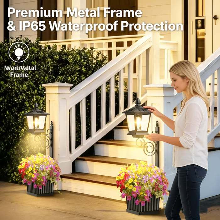 🌼 Outdoor Solar Planter Light – 2-in-1 Flower Pot & Lamp Post 🌙