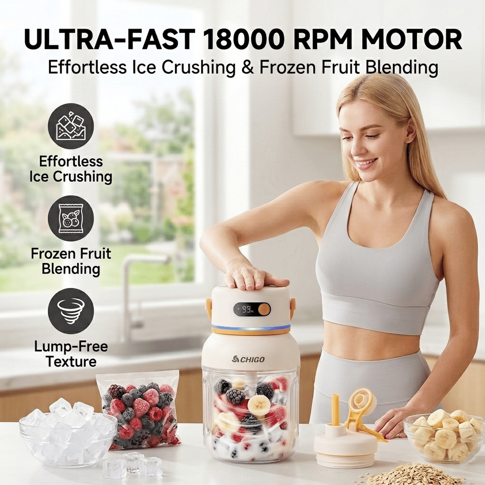 Portable Electric Juicer Cup with zero cord hassle 🥤: Drink fresh nutrient-rich smoothies without struggling with heavy blenders.🍓