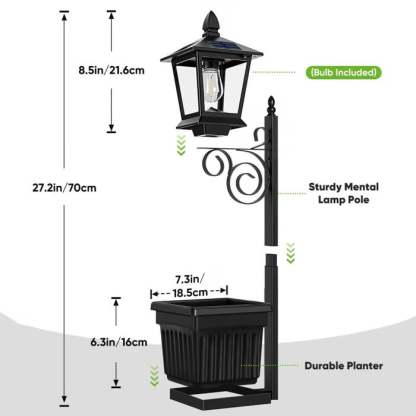 🌼 Outdoor Solar Planter Light – 2-in-1 Flower Pot & Lamp Post 🌙
