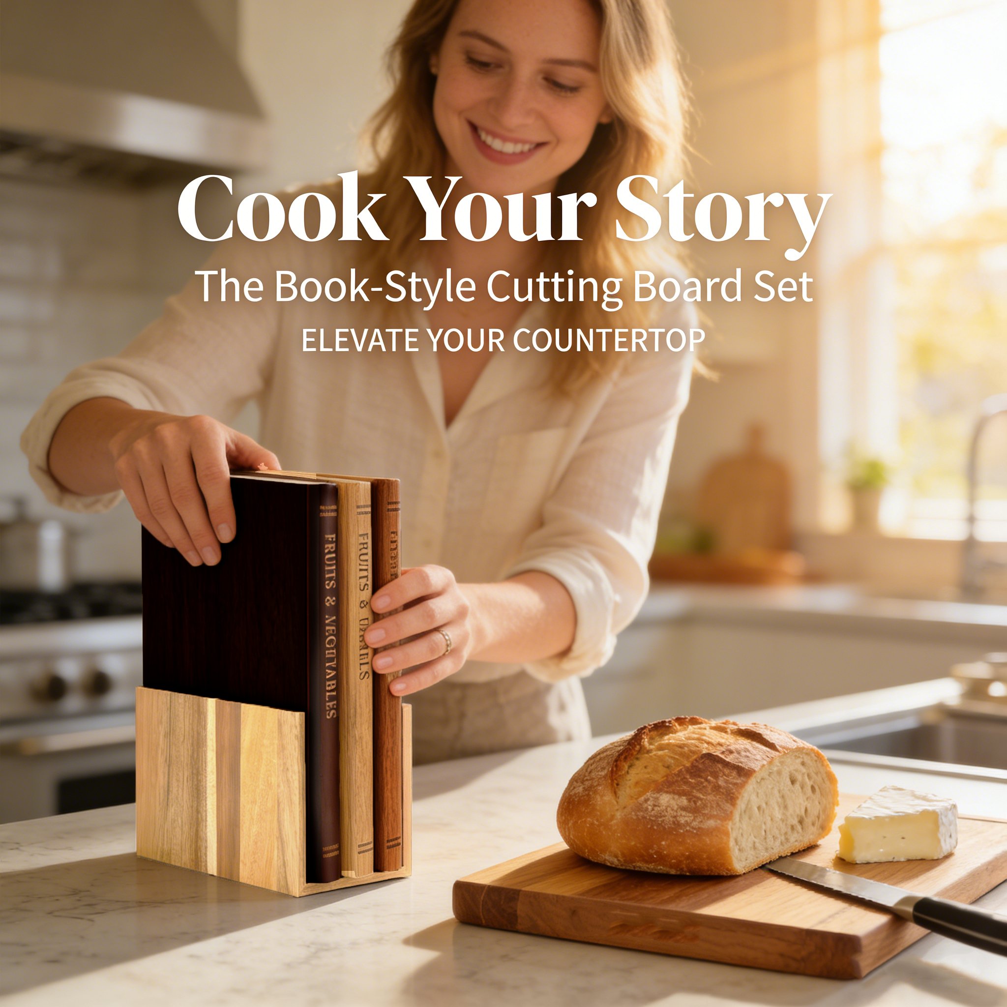 📚 Thick Wooden Cutting Boards Set (3-Piece)