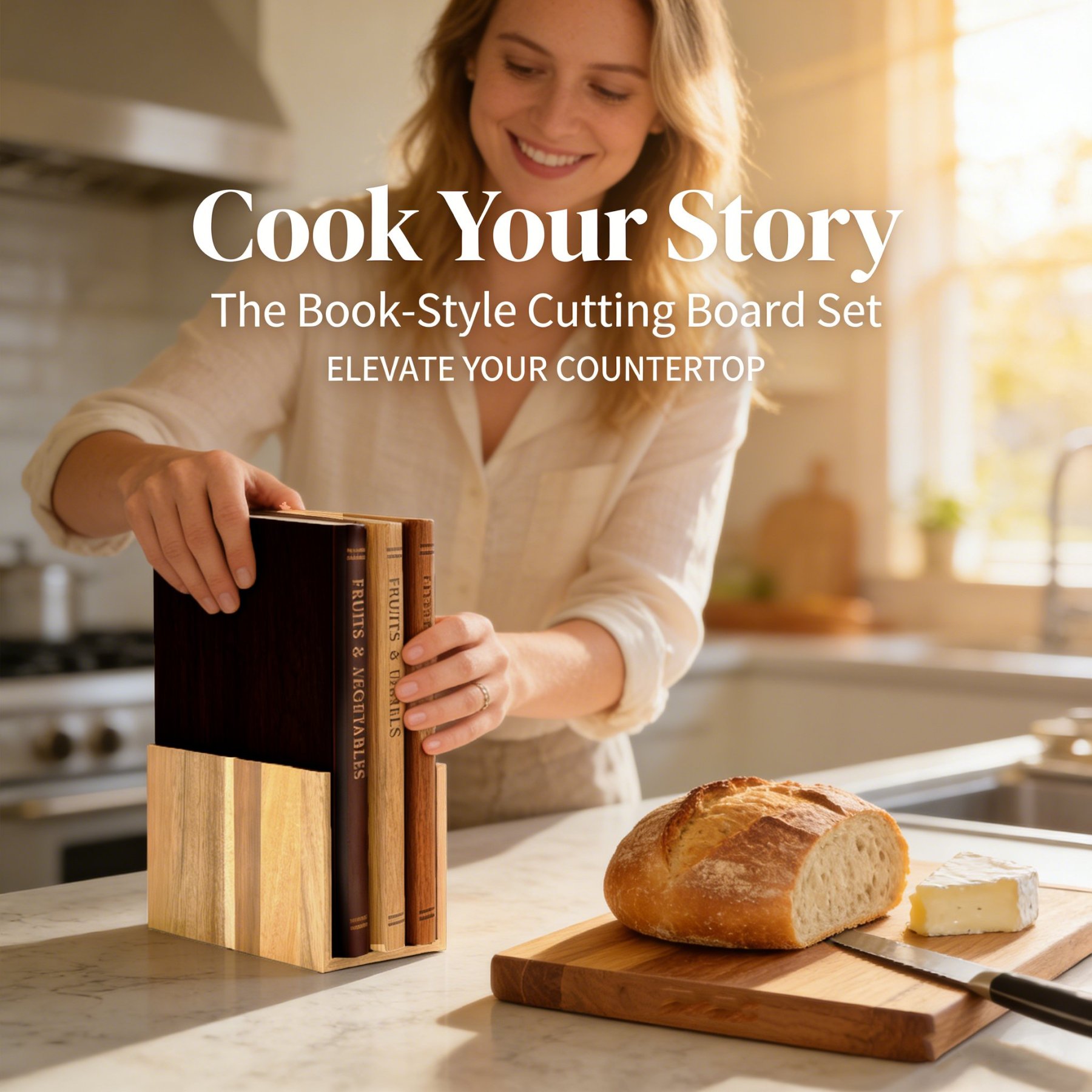 📚 Thick Wooden Cutting Boards Set (3-Piece)