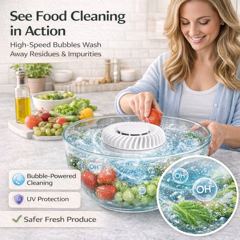 🥬 Fruit & Vegetable Washer – Removes Pesticides & Bacteria, No Chemicals Needed