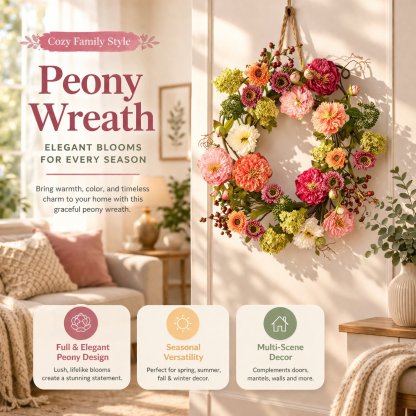 🌸 Mixed Peony Floral Wreath 🔥