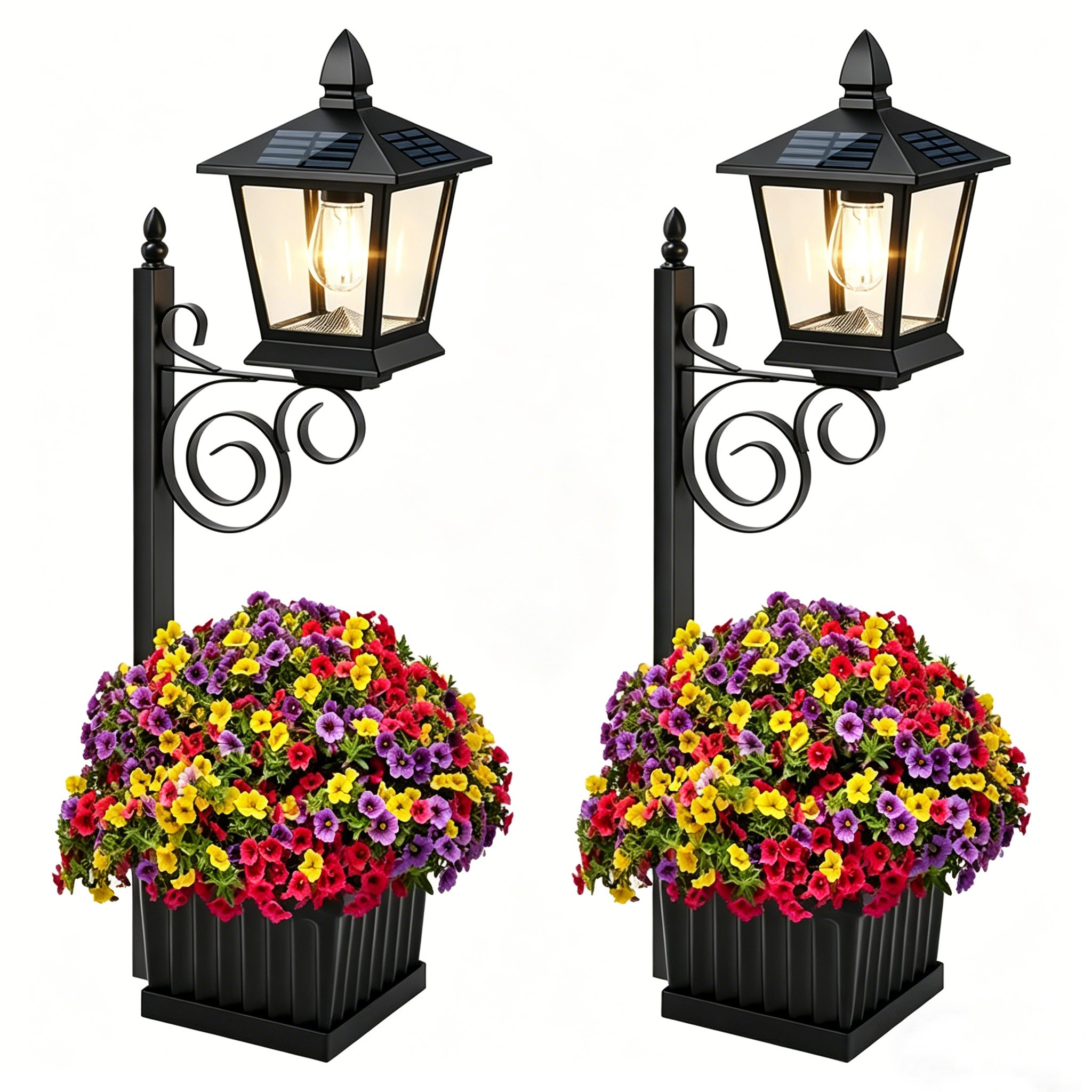🌼 Outdoor Solar Planter Light – 2-in-1 Flower Pot & Lamp Post 🌙