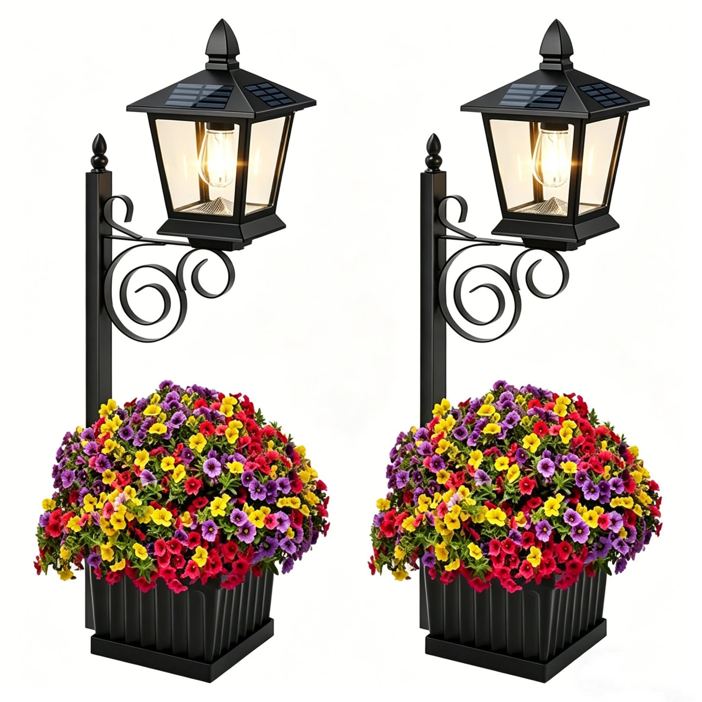 🌼 Outdoor Solar Planter Light – 2-in-1 Flower Pot & Lamp Post 🌙
