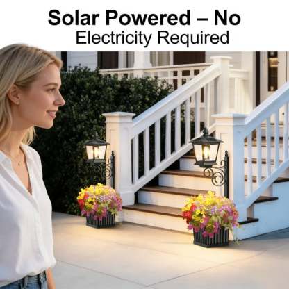 🌼 Outdoor Solar Planter Light – 2-in-1 Flower Pot & Lamp Post 🌙