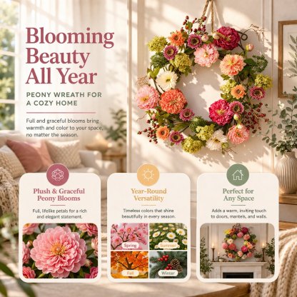 🌸 Mixed Peony Floral Wreath 🔥