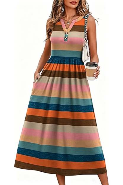 Women's Long Summer Bohemian Dress — 2026 Trendy Beach Dress (With Pockets)