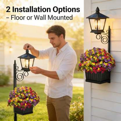 🌼 Outdoor Solar Planter Light – 2-in-1 Flower Pot & Lamp Post 🌙