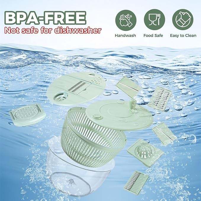🥗 Large Capacity Salad Spinner Set with Multi-Blade Prep System