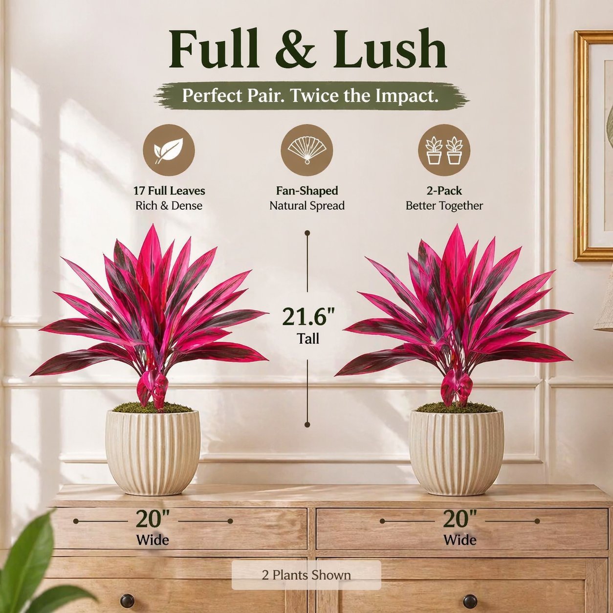 2‐Pack 21.6" Artificial Cordyline Plant