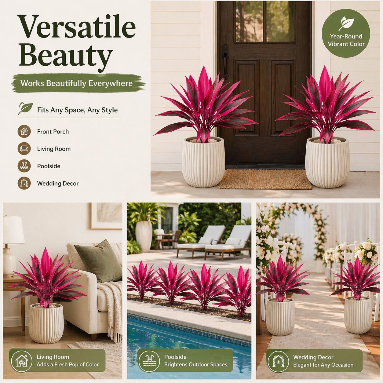 2‐Pack 21.6" Artificial Cordyline Plant