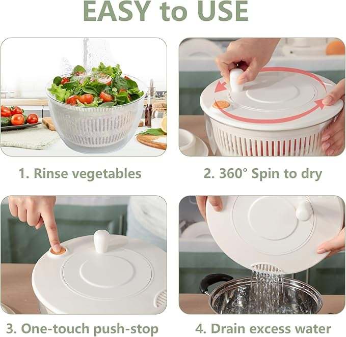 🥗 Large Capacity Salad Spinner Set with Multi-Blade Prep System