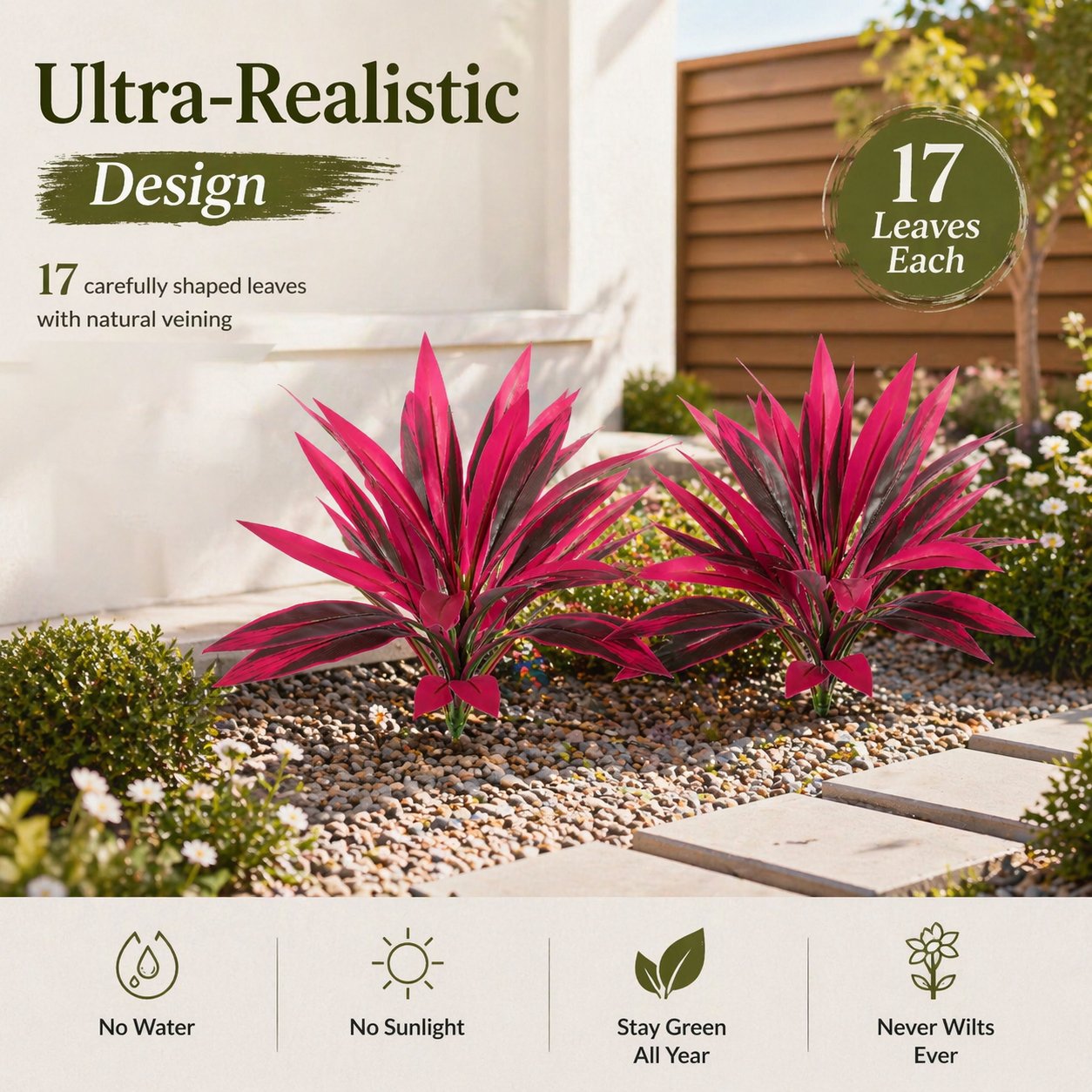 2‐Pack 21.6" Artificial Cordyline Plant