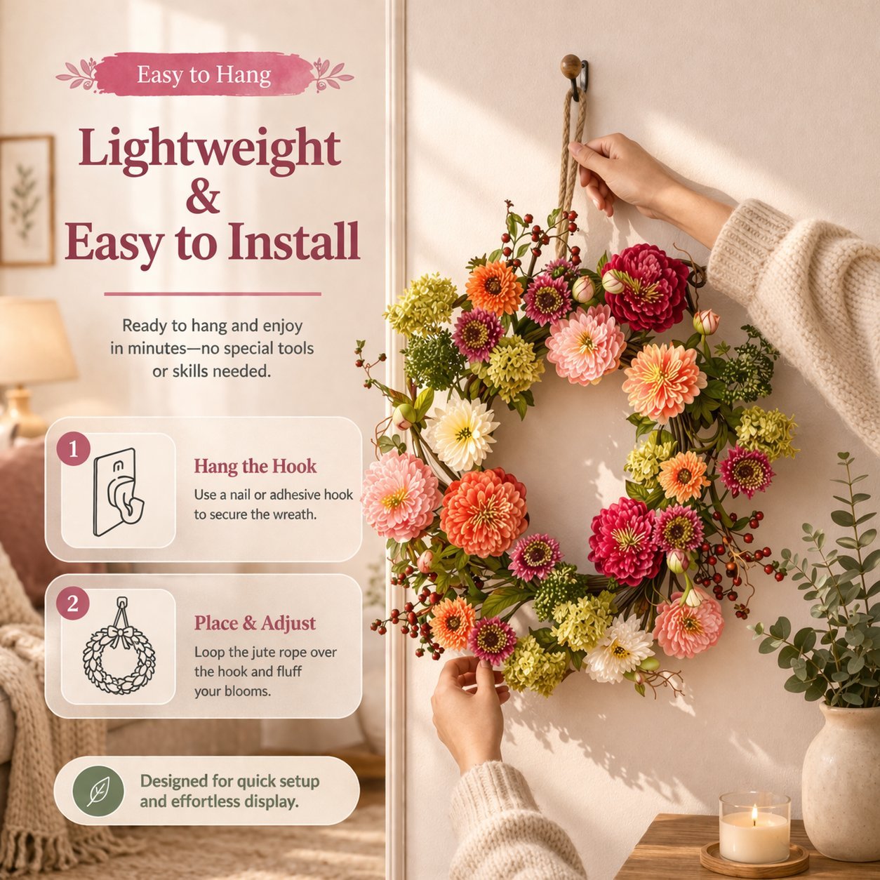 🌸 Mixed Peony Floral Wreath 🔥